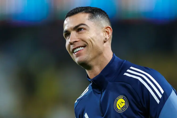 Cristiano Ronaldo trong cuộc gặp với Tổng thống Trump tại Washington. Hình ảnh: Anna Rose Layden/Bloomberg
