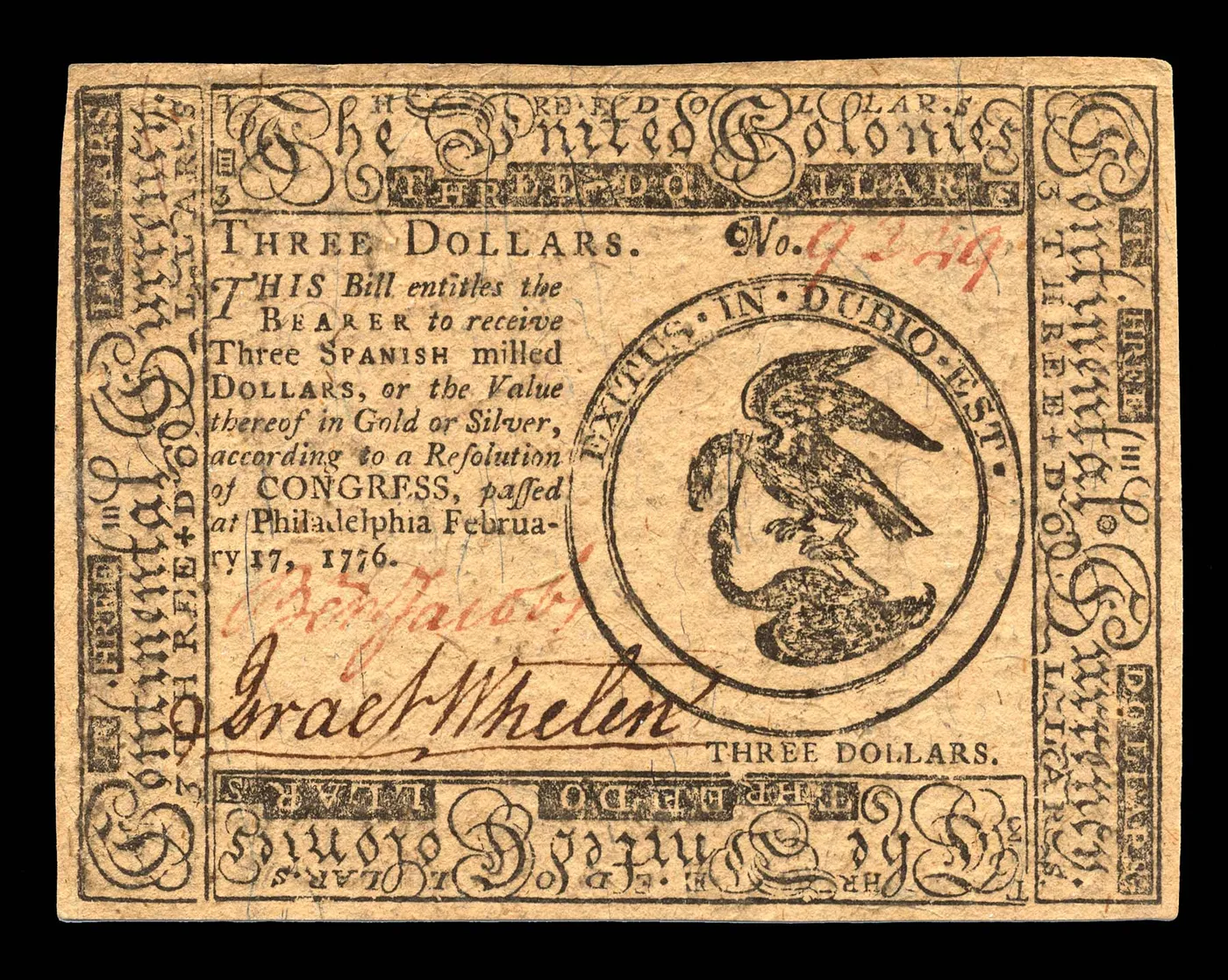 3 dollars note