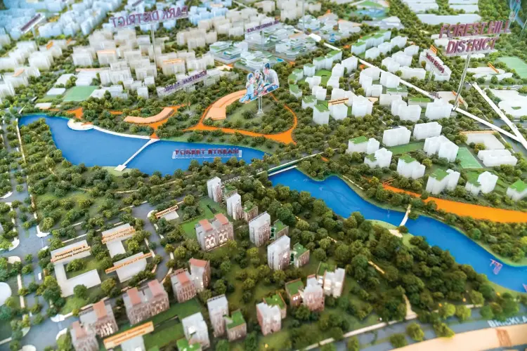 Mô hình khu Tengah, do cơ quan Phát triển Nhà ở (HDB) của chính phủ Singapore phát triển. Hình ảnh: Lauryn Ishak