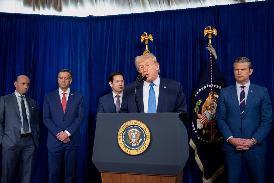 Tổng thống Mỹ Donald Trump phát biểu trong buổi họp báo tại bang Florida ngày 3/1/2026. Hình ảnh: Nicole Combeau/Bloomberg. 