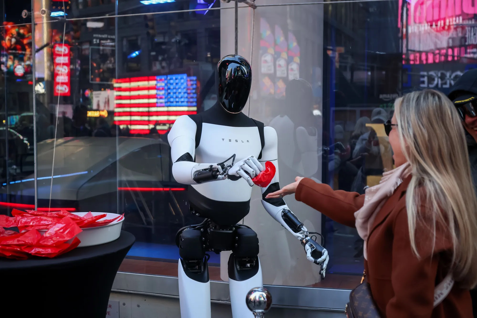 A Tesla Optimus robot