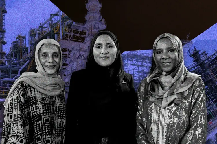 Mariya, Fatima và Halima Dangote.
Minh họa: 731; ảnh: Victor Adewale/Bloomberg, Getty (3)