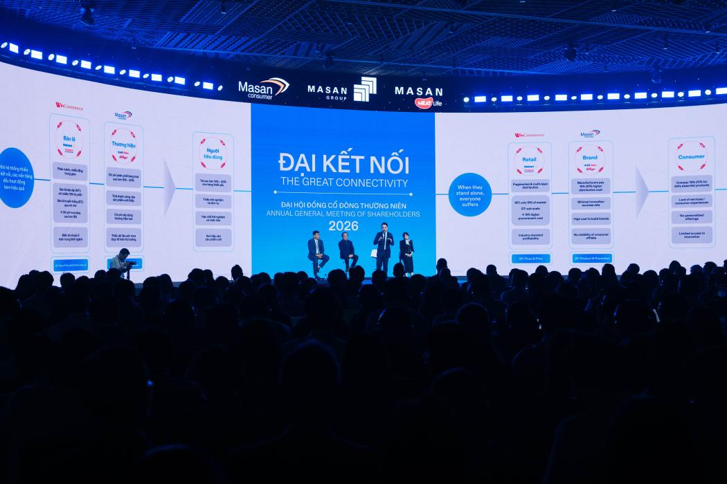 Ban lãnh đạo Masan chia sẻ tại ĐHĐCĐ 2026. Hình ảnh: Masan cung cấp.