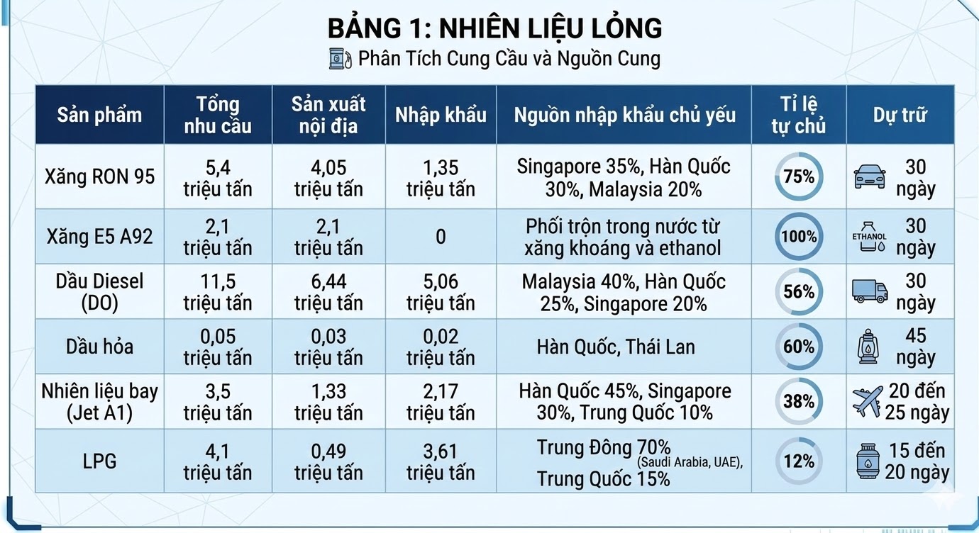 Bang 1 nhien lieu hoa long
