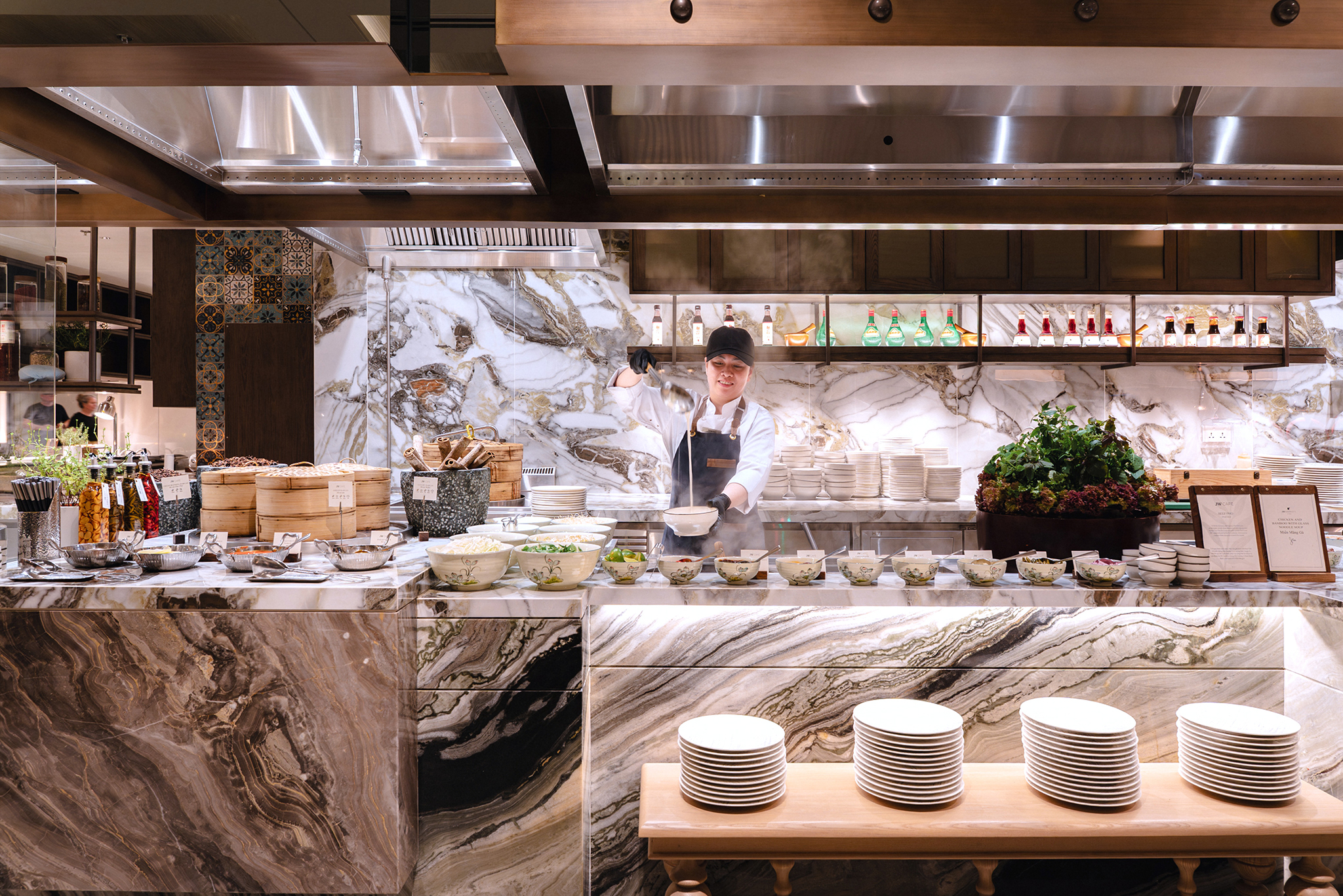 Buffet station highlighting ingredient appreciation