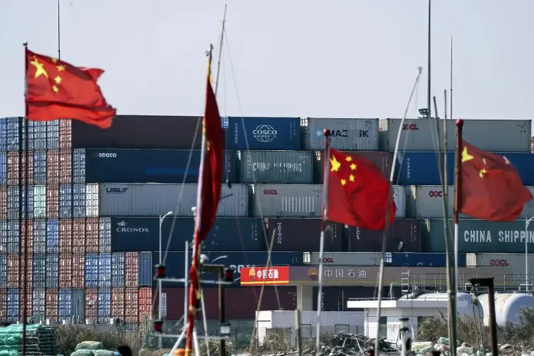 Các container vận chuyển tại cảng Dương Sơn ở Thượng Hải, Trung Quốc. Hình ảnh: Qilai Shen/Bloomberg