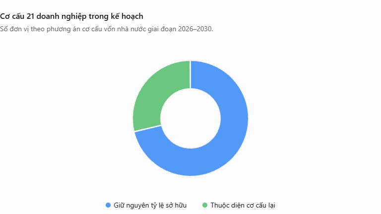 Cơ cấu 21 doanh nghiệp trong kế hoạch