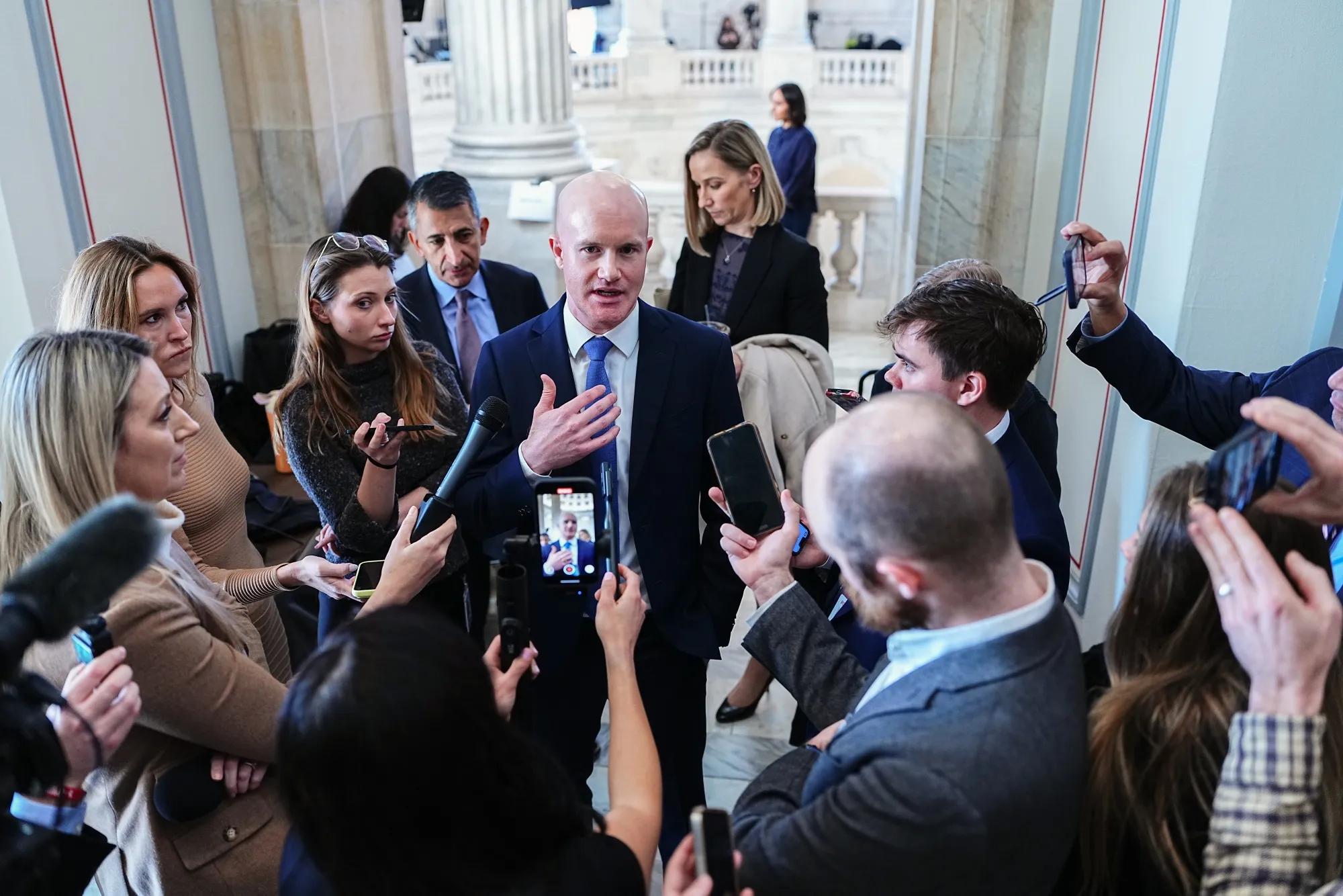 Coinbase Global Inc. CEO Brian Armstrong on Capitol Hill in Washington in January.