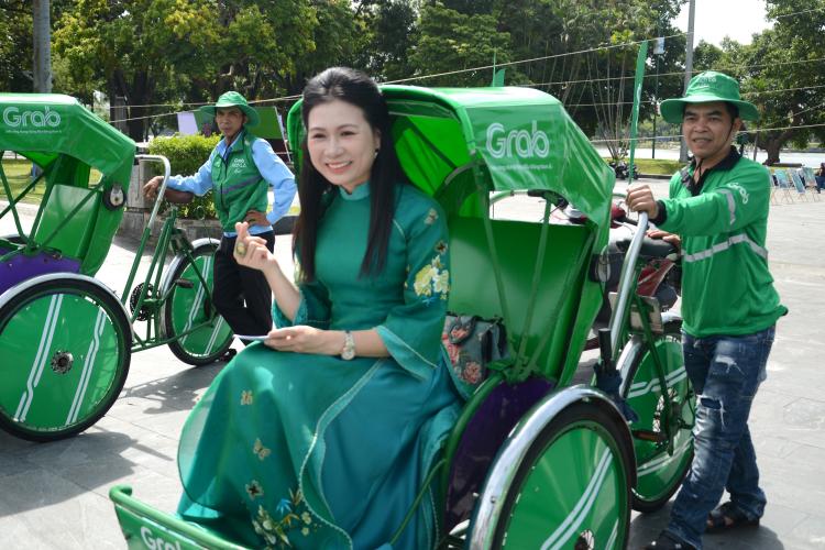 Dịch vụ Grab xích lô đã triển khai tại Việt Nam. Hình ảnh: Văn Dũng/TTXVN