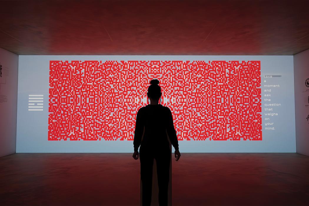 Tác phẩm Fate_Cmd (Mệnh lệnh) bới nghệ sĩ Long Trần tại triển lãm Proxymate, tháng 12.2025. Nguồn: Long