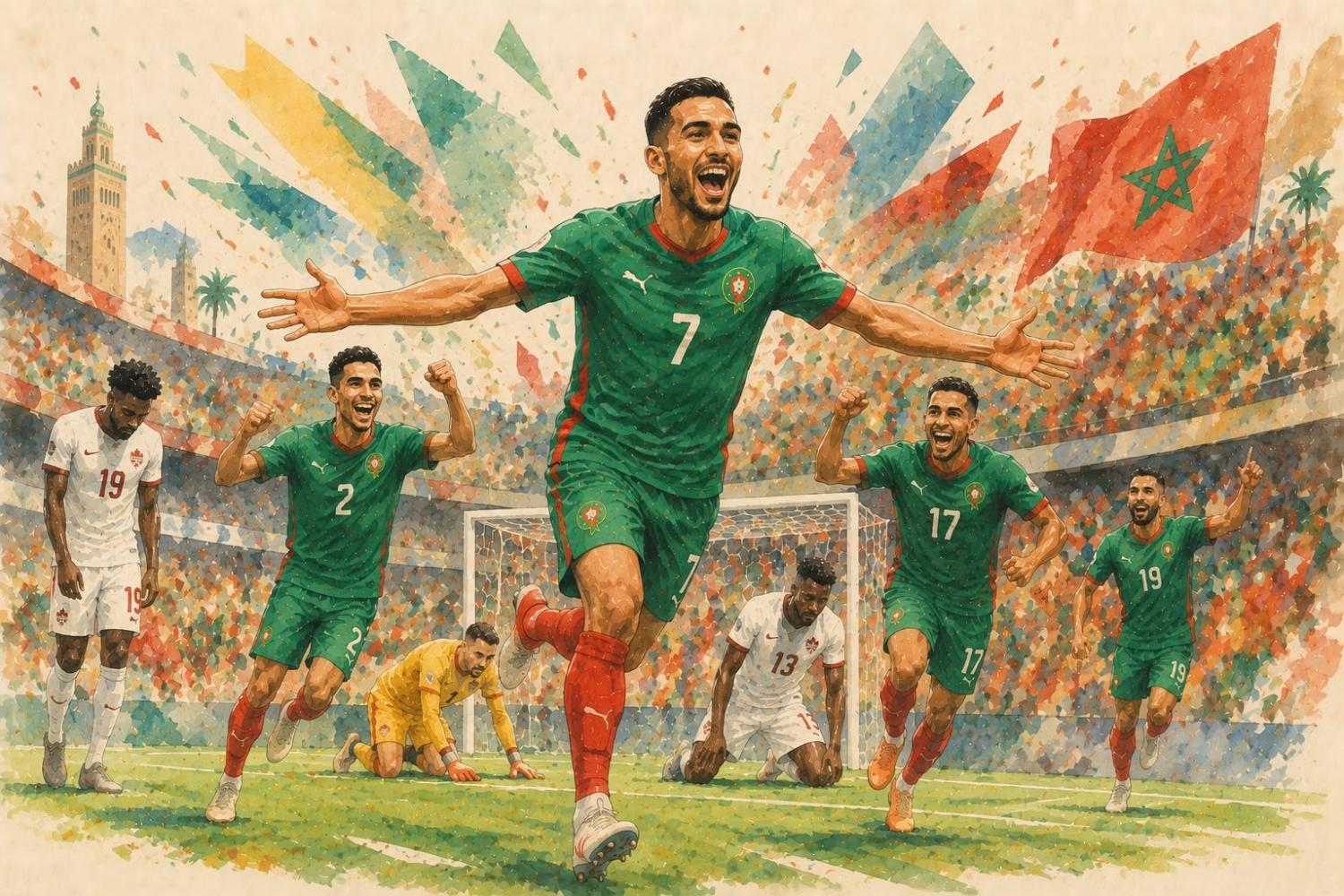 Thắng Canada 3-0, Morocco lọt vào tứ kết