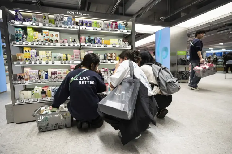 Khách tham quan mua sắm tại Myeongdong, Seoul. Ảnh: Jean Chung/Bloomberg