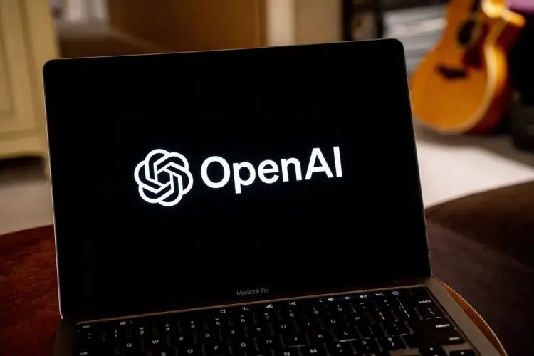Logo OpenAi trên máy tính cá nhân Ảnh: David Paul Morris/Bloomberg